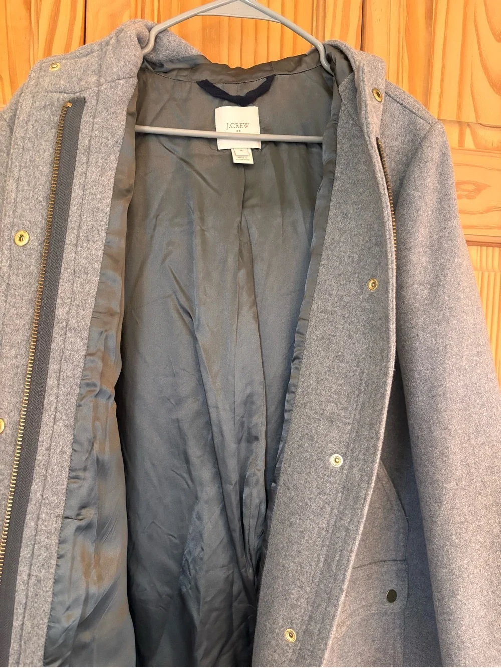 J Crew Gray Wool-Blend Hooded Coat - Picture 8 of 10